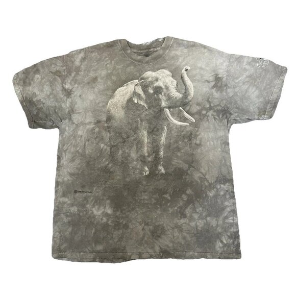 The Mountain Mens XL T Shirt Elephant Tie Dye African Lion Safari Grey - Picture 1 of 8